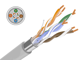 Кабель связи витая пара внутренний экранированный FTP CAT5e 4х2х0,5 CU серый 305м PROconnect в Уссурийске