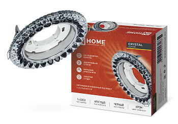Светильник встраиваемый GX53R-crystal R42L-BC с подсветкой 4К под GX53 Черный/Хром IN HOME в Уссурийске