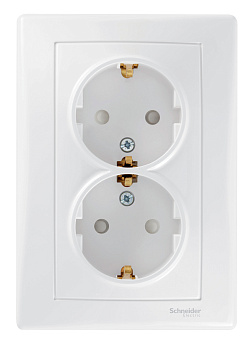 Розетка двойная SEDNA Schneider Electric со шторками с заземлением белая в Уссурийске
