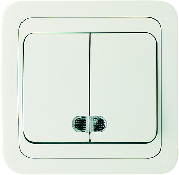 Выключатель двухклавишный МИМОЗА MAKEL с подсветкой белый в Уссурийске