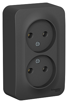 Розетка двойная BLANCA SE накладная с изоляционной пластиной антрацит в Уссурийске