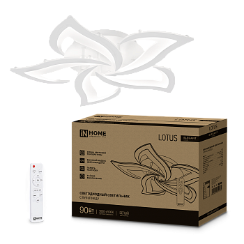 Светильник светодиодный ELEGANT LOTUS 90Вт 230В 3000-6500K 7000Лм 590х570х90мм c пультом ДУ белый IN HOME в Уссурийске