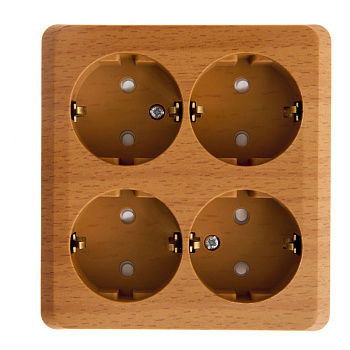 Розетка четырехместная ЭТЮД SE накладная со шторками с заземлением бук в Уссурийске