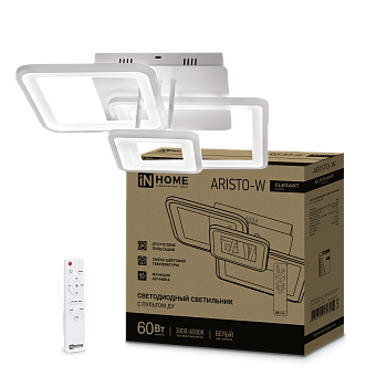 Светильник светодиодный ELEGANT ARISTO-W 60Вт 230В 3000-6500K 4700Лм 530х448х150мм пульт ДУ белый IN HOME в Уссурийске