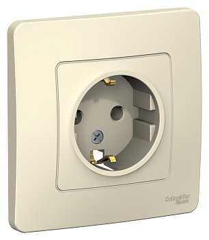 Розетка одинарная BLANCA SE с заземлением молочная в Уссурийске