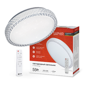 Светильник светодиодный COMFORT SAPHIR 55Вт 230В 3000-6500K 4400Лм 395x105мм с пультом ДУ IN HOME в Уссурийске
