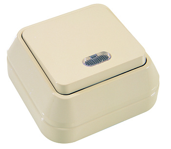 Выключатель одноклавишный накладной с подсветкой MAKEL крем в Уссурийске