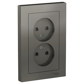 Розетка двойная AtlasDesign SE со шторками сталь в сборе в Уссурийске