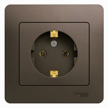 Розетка одинарная Glossa SE с заземлением шоколад в сборе в Уссурийске
