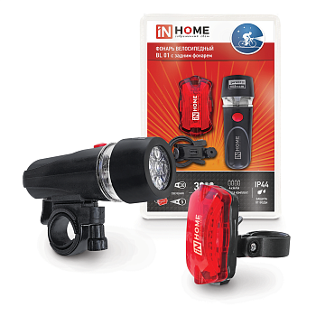 Фонарь велосипедный BL 01 5LED с задним фонарем 4AAA 3 режима с кронштейном ЧЕРНЫЙ IN HOME в Уссурийске