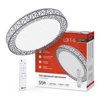 Светильник светодиодный COMFORT LOFT-G 55Вт 230В 3000-6500K 4400Лм 400x105мм с пультом ДУ IN HOME в Уссурийске