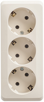Розетка тройная ЭТЮД SE накладная с заземлением крем в Уссурийске