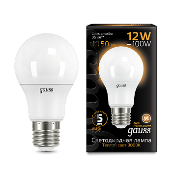 Лампа светодиодная LED-A60 12Вт E27 3000K 1150Лм Black GAUSS в Уссурийске