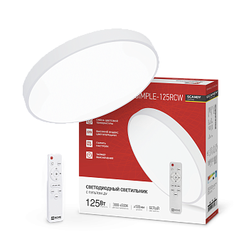 Светильник светодиодный SCANDY SIMPLE-125RCW 125Вт 230В 3000-6500K 10000Лм 500x50мм с пультом ДУ белый IN HOME в Уссурийске