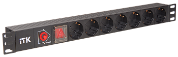 ITK PDU 7 розеток немецкий стандарт с LED выключателем 1U без шнура, вх. С14 в Уссурийске