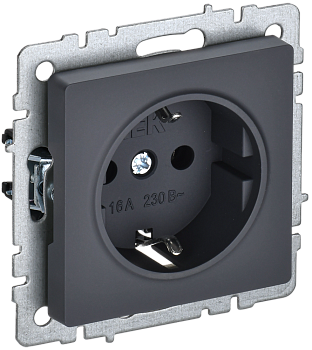 Розетка одинарная с з/к 16А BRITE IEK графит в Уссурийске