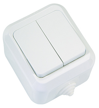 Выключатель двухклавишный накладной IP44 MAKEL белый в Уссурийске