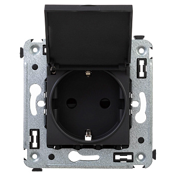 Розетка с крышкой в стену, 2P+E, с з/ш, Avanti "Черный матовый" DKC в Уссурийске