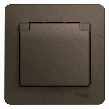 Розетка одинарная Glossa SE с крышкой с заземлением шоколад в сборе в Уссурийске