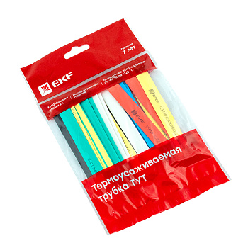 Термоусаживаемая трубка ТУТ нг 12/6 набор 7 цвет по 3 шт 100 мм EKF PROxima в Уссурийске