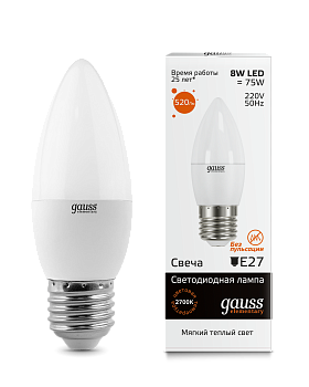 Лампа светодиодная LED-СВЕЧА 8Вт E27 3000K 520Лм Elementary GAUSS в Уссурийске