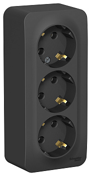 Розетка тройная BLANCA SE накладная с заземлением с изоляционной пластиной антрацит в Уссурийске