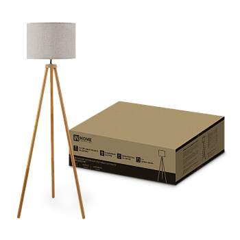 Светильник напольный под лампу ТНО 24-Е27-NT 230В бежевый абажур, деревянная тренога IN HOME в Уссурийске