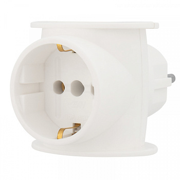 Тройник электрический универсальный 16 А одно гнездо с заземлением белый REXANT в Уссурийске