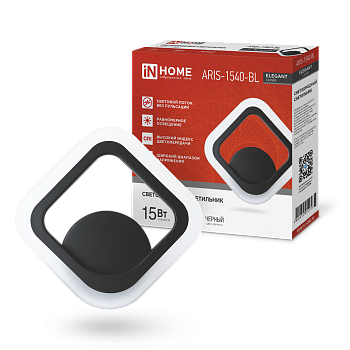 Светильник светодиодный ELEGANT ARIS-1540-BL 15Вт 230В 4000K 1200Лм черный IN HOME в Уссурийске