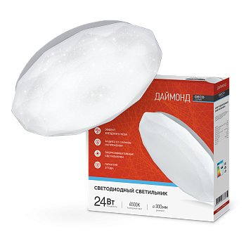Светильник светодиодный серии DECO ДАЙМОНД 24Вт 230В 6500К 2160Лм 330х55мм IN HOME в Уссурийске