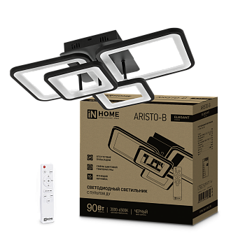 Светильник светодиодный ELEGANT ARISTO-B 90Вт 230В 3000-6500K 7000Лм 535х370х150мм пульт ДУ черный IN HOME в Уссурийске