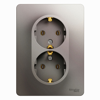 Розетка двойная Glossa SE с заземлением платина в сборе в Уссурийске