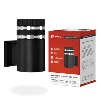 Светильник уличный настенный односторонний НБУ POLO-R-1xA60-BL алюминиевый черный IP54 IN HOME в Уссурийске