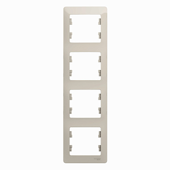Рамка четырехместная вертикальная Glossa SE молочная в Уссурийске