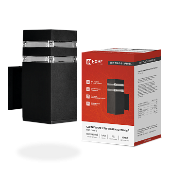 Светильник уличный настенный односторонний НБУ POLO-S-1xA60-BL алюминиевый черный IP54 IN HOME в Уссурийске