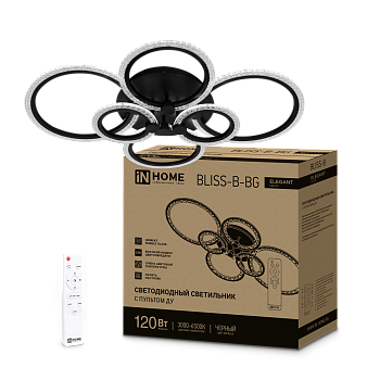 Светильник светодиодный ELEGANT BLISS-B-BG 120Вт 230В 3000-6500K 8400Лм 780х550х130мм пульт ДУ черный IN HOME в Уссурийске