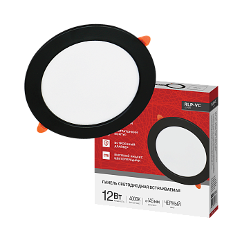 Панель светодиодная встраиваемая круглая RLP-VC 1240BL 12Вт 230В 4000К 960Лм 145мм черная IP40 IN HOME в Уссурийске