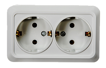 Розетка двойная с заземлением BOLLETO белая накладная 7128 IN HOME в Уссурийске