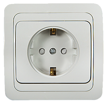 Розетка одинарная с заземлением со шторкой CLASSICO белая 2028x IN HOME в Уссурийске