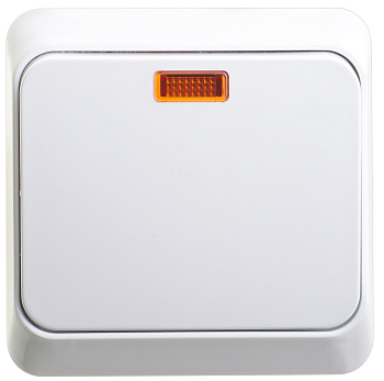 Выключатель одноклавишный ЭТЮД SE накладной с подсветкой белый в Уссурийске