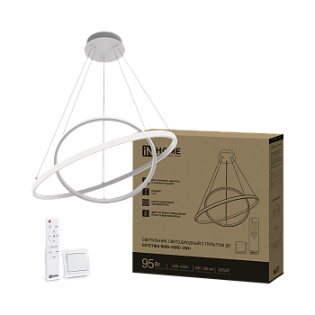 Светильник светодиодный ESTETIKA RING-95RC-2WH 95Вт 230В 3000-6500K 600/400 1.2м трос пульт ДУ белый IN HOME в Уссурийске