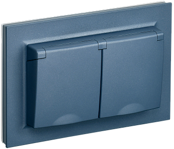 Розетка двойная с крышкой 16А IP44 BRITE IEK маренго в сборе в Уссурийске