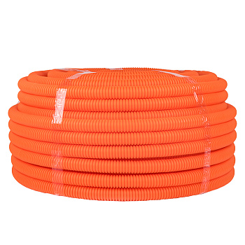 Труба гофрированная ПНД с протяжкой d=25 мм (75 м) оранжевая Plast EKF в Уссурийске