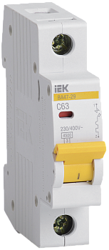 Автоматический выключатель ВА47-29 1Р 63А 4,5кА характеристика С IEK в Уссурийске