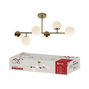 Светильник потолочный под лампу AURORA LUNA-6G9-LT 6xG9 матовые плафоны, латунный корпус IN HOME в Уссурийске