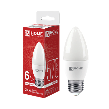 Лампа светодиодная LED-СВЕЧА-VC 6Вт 230В Е27 4000К 570Лм IN HOME в Уссурийске