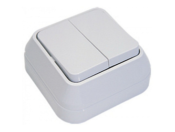 Выключатель двухклавишный накладной MAKEL белый в Уссурийске