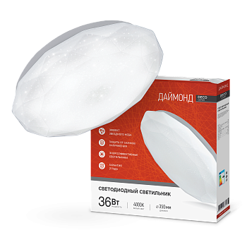 Светильник светодиодный серии DECO ДАЙМОНД 36Вт 230В 4000К 3240Лм 380х55мм IN HOME в Уссурийске