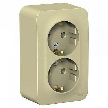 Розетка двойная BLANCA SE с заземлением с изоляционной пластиной накладная бежевая в Уссурийске