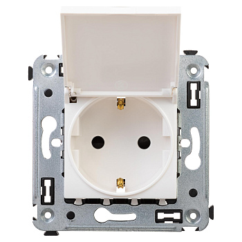 Розетка с крышкой в стену, 2P+E, с з/ш, Avanti "Белое облако" DKC в Уссурийске